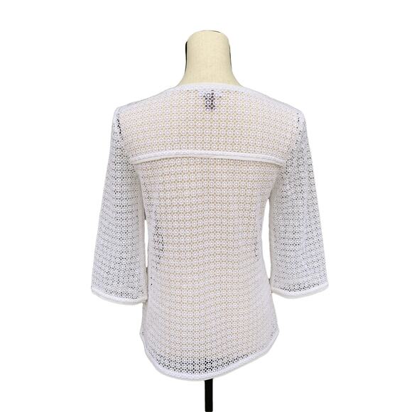 Chelsea28 Sheer 3/4 Sleeve Crochet Tunic Blouse - Picture 7 of 9